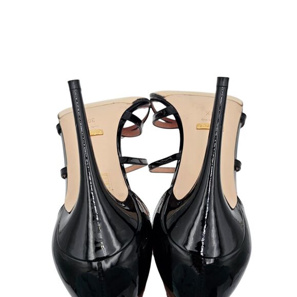 Gucci GG Jerry Patent Leather Cage Sandal Size 38.5 US 8.5 Black Pointed Toe - Picture 9 of 9